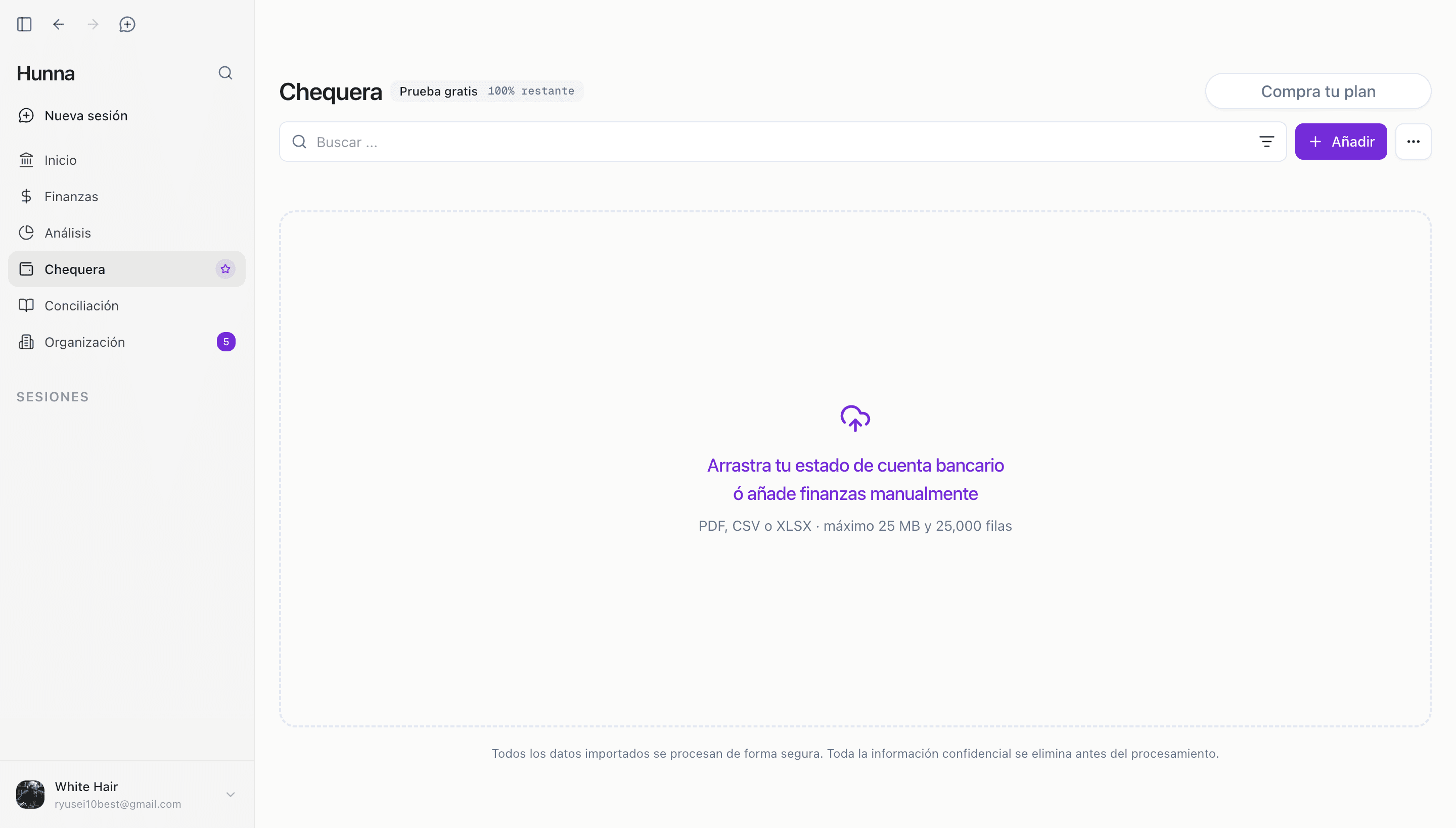 Hal v0.83 bank statement upload screen
